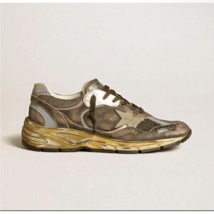 Golden Goose Men's Distressed Brown and Gold Sneakers